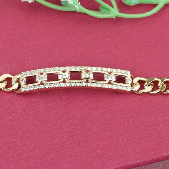 "Elegant Rose Gold Bracelet with Crystal Link Detailing, XPBL0847 - Picture 9 of 12